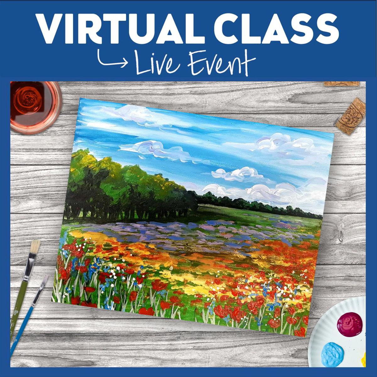Field of Flowers 2 Ways: Take Home Art Kit Included or Use Your Own Supplies
